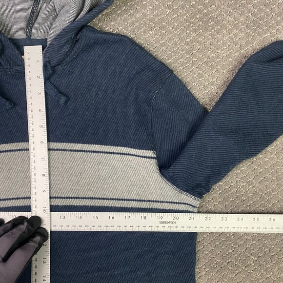 Faherty Legend Sweater Hoodie Men's Medium Blue Surf Stripe Hooded Sweatshirt - Picture 9 of 10